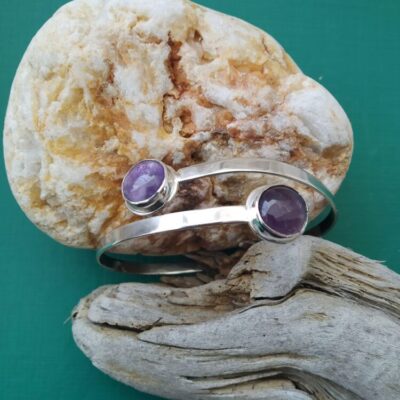 Purple twins silver cuff