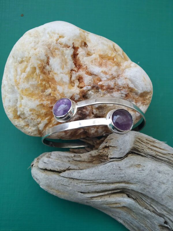 Purple twins silver cuff