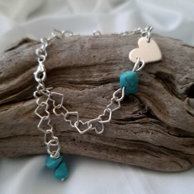 Heartbeat-χειροποίητο ασημένιο βραχιόλι με καρδιά