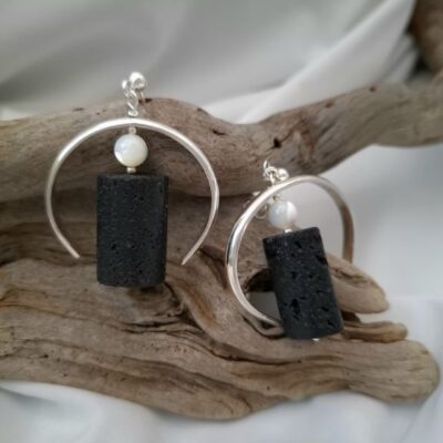 Lava-χειροποίητα ασημένια σκουλαρίκια με λάβα