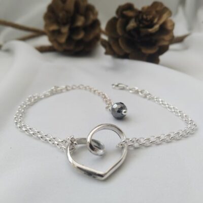 Heart-strings bracelet- ασημένιο χειροποίητο βραχιόλι με καρδιά