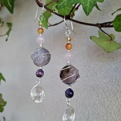 Clematis silver earrings-χειροποίητα boho ασημένια σκουλαρίκια