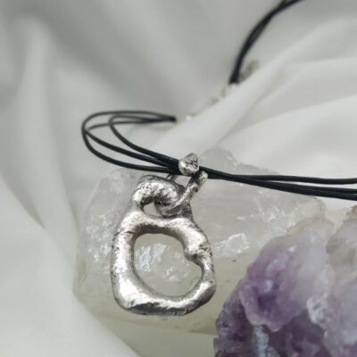 Abstract silver and leather