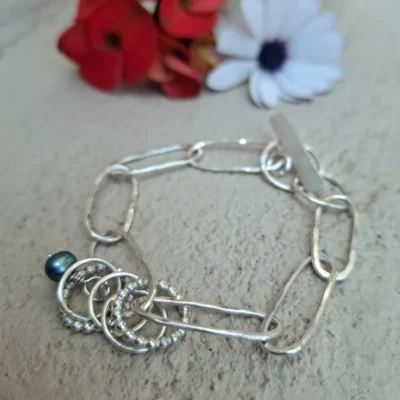 Glow Chain-Χειροποίητο ασημένιο βραχιόλι με σφυρήλατη αλυσίδα