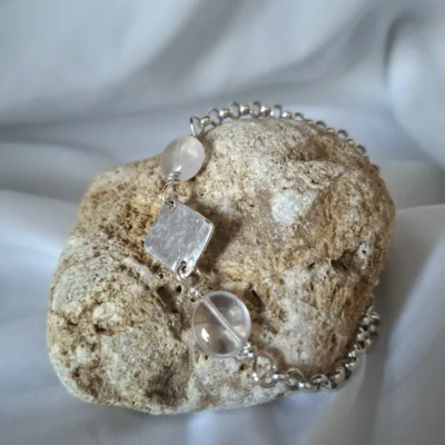 Quartz beauty bracelet-χειροποίητο ασημένιο βραχιόλι με πέτρες Quartz