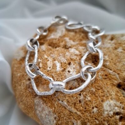 Reticulated chain bracelet-ασημένιο βραχιόλι με χειροποίητη αλυσίδα