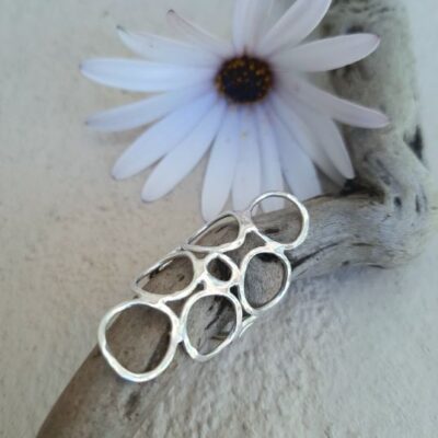 Silver circles ring- Φαρδύ ασημένιο χειροποίητο δαχτυλίδι