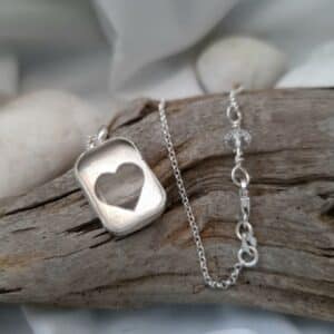 Quartz heart- Χειροποίητο Ασημένιο Pendant Καρδιά με Quartz